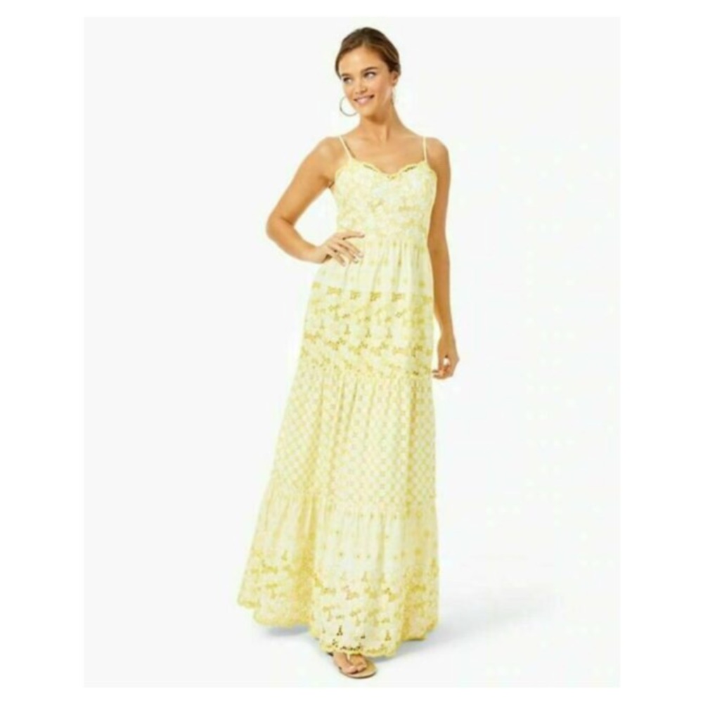 Lilly Pulitzer St. Tropez Kyla Maxi Dress White Yellow